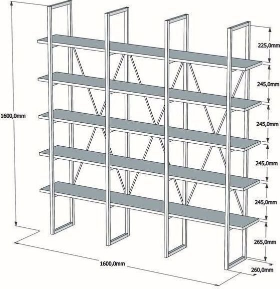 Bayerin kirjahylly - musta/mänty Bayerin kirjahylly - musta/mänty