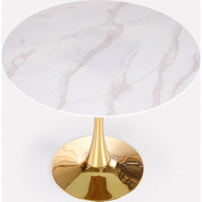Casemiro ruokapyt 90 cm - Valkoinen marmori/kulta