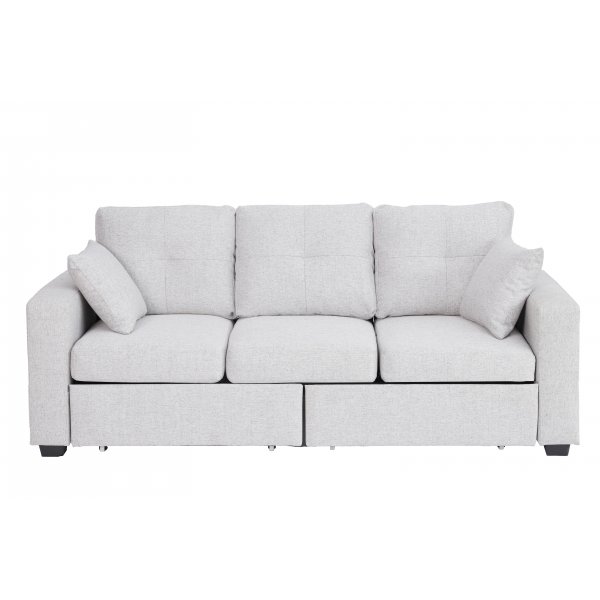 Davis-vuodesohva - Vaaleanharmaa kangas | Silytystilaa