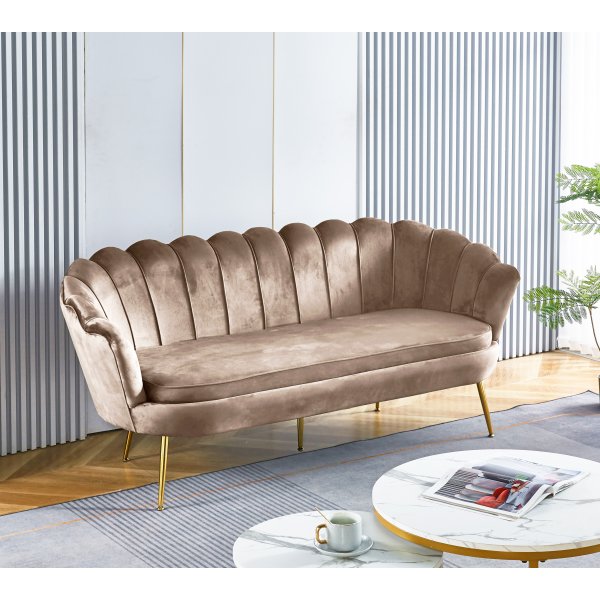 Sohva 3-istuttava tummanbeige sametti/messinki - Kingsley Sohva 3-istuttava tummanbeige sametti/messinki - Kingsley