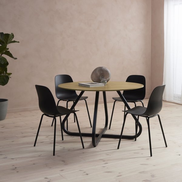 Lapis ruokapöytä Ø120 cm - Tammi/musta Lapis ruokapöytä Ø120 cm - Tammi/musta