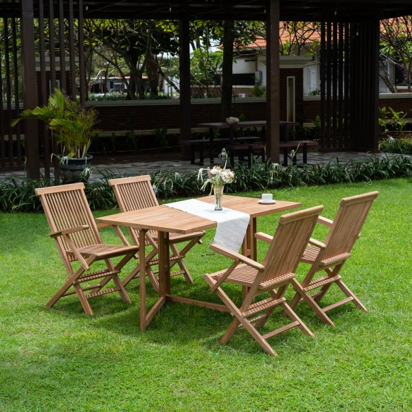 Salt� ulkoruokailuryhm�n kokoontaittuva p�yt� 4 rungolla - teak