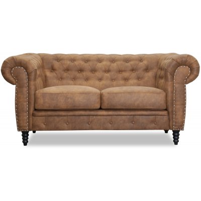Kahden istuttava sohva Ashford chesterfield - Konjakki eco-nahka