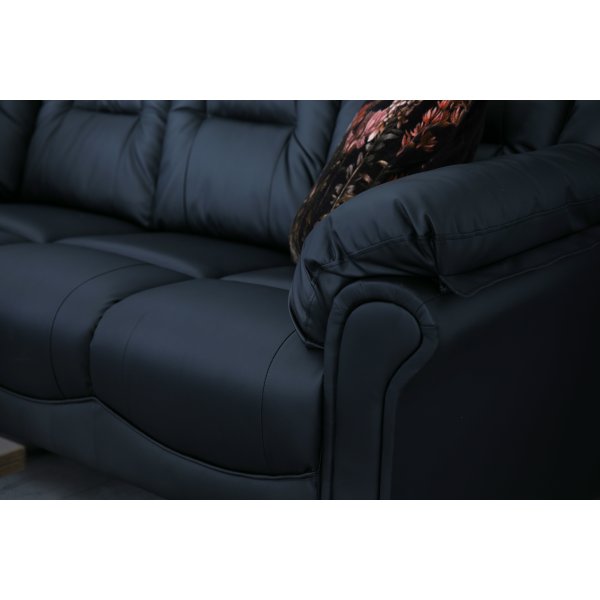 Peking-kulmasohva - Musta keinonahka + Huonekalujen tekstiilien puhdistus