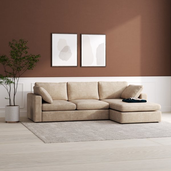 Moby tummanbeige divaanisohva 296 cm - Knnettv divaanisohva taskujousilla
