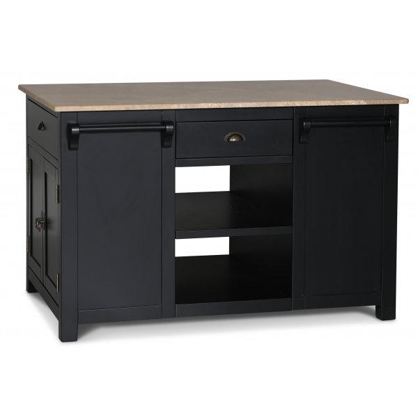 Heritage Kitchen Island marmorilla - Musta runko / vaaleanruskea Emprador-marmori