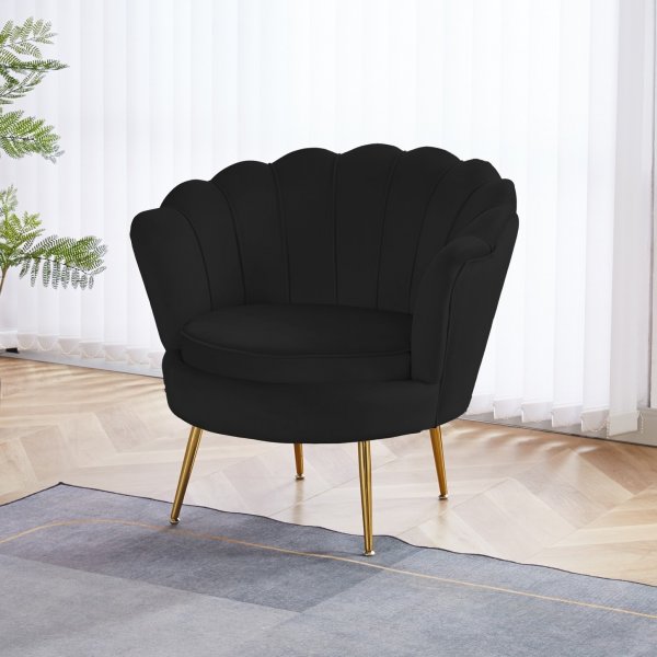 Kingsley-nojatuoli musta samettinen kultaiset jalat Kingsley-nojatuoli musta samettinen kultaiset jalat