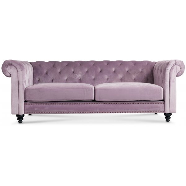 Kolmen istuttava Royal Chesterfield -sohva - Vaaleanpunainen (sametti)