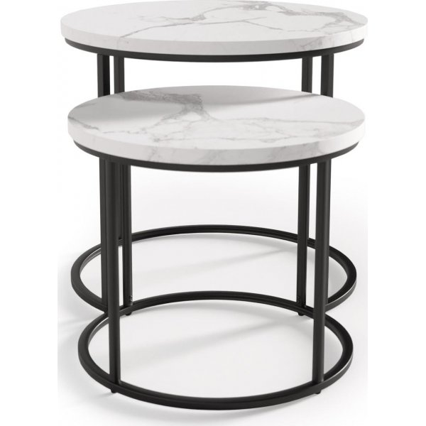 Tore sohvapöytä Ø43/53 cm - Valkoinen marmori/musta Tore sohvapöytä Ø43/53 cm - Valkoinen marmori/musta